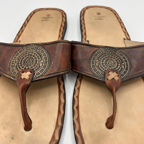 Women's Mexican Leather Handmade Boho Hippie Sandal Huaraches Brown Size 10 - Picture 4 of 10